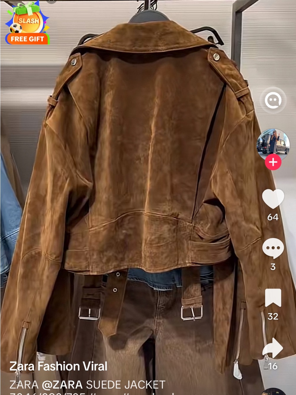 ZARA 100% SUEDE LEATHER SHORT JACKET WITH BELT BROWN SMALL XS 3046/090/705 - Picture 8 of 8